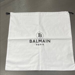 Balmain Paris White Drawstring Dust Bag with Black Logo 19” x 19”